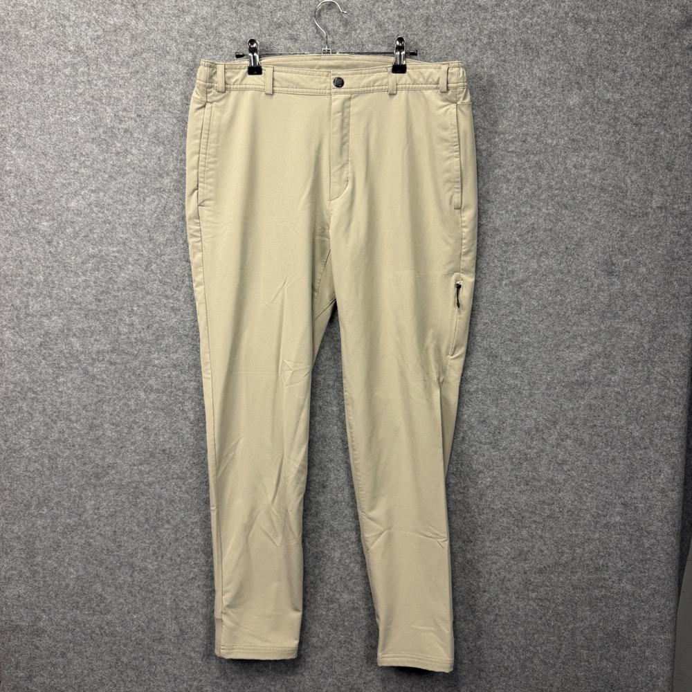 Mack Weldon Radius Jogger Pants Mens Large Khaki Tan Tech Performance Stretch